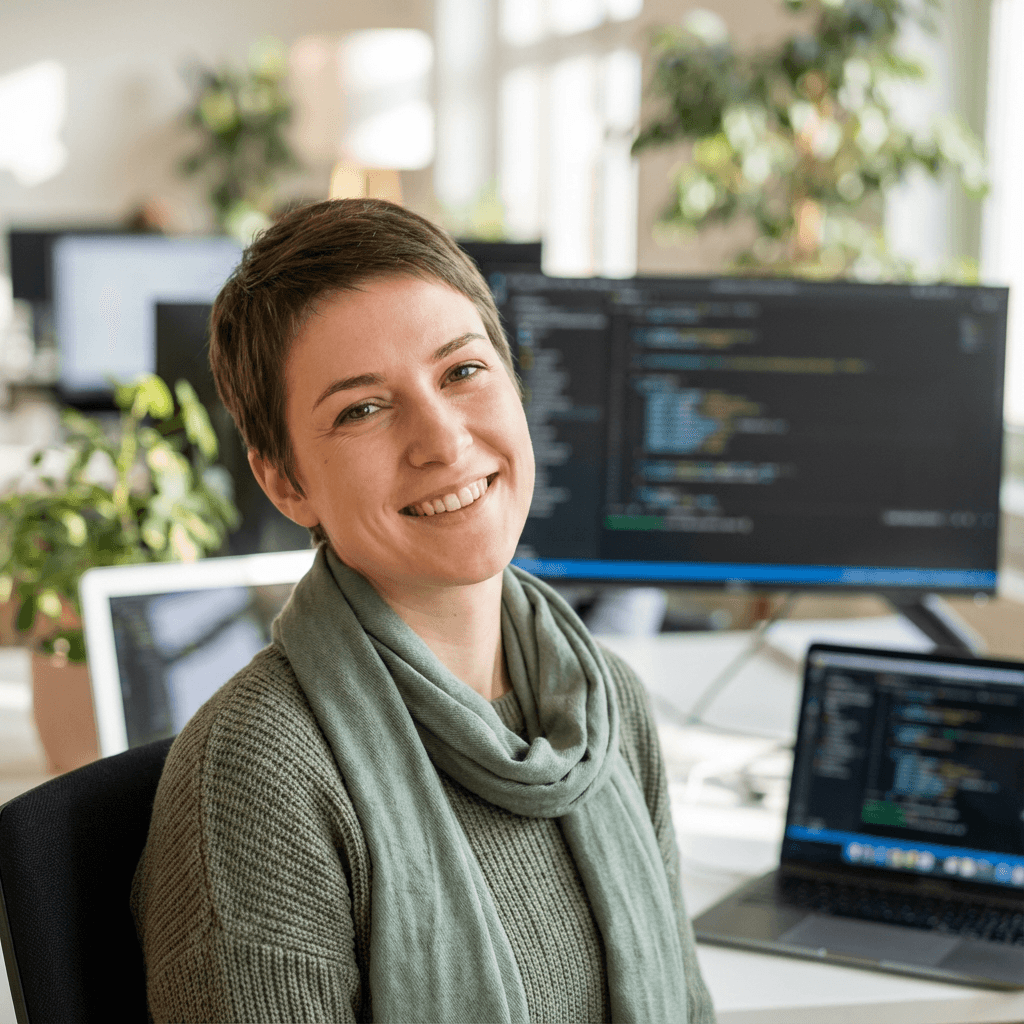 Sarah Mitchell, web developer at SwiftSite